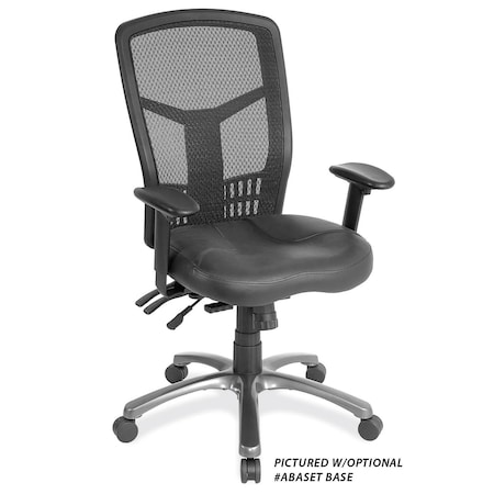 Officesource CoolMesh Multi-Function, High Back Mesh Back Chair with Leather Upholstered Seat and Black Frame OSTW8908LBK